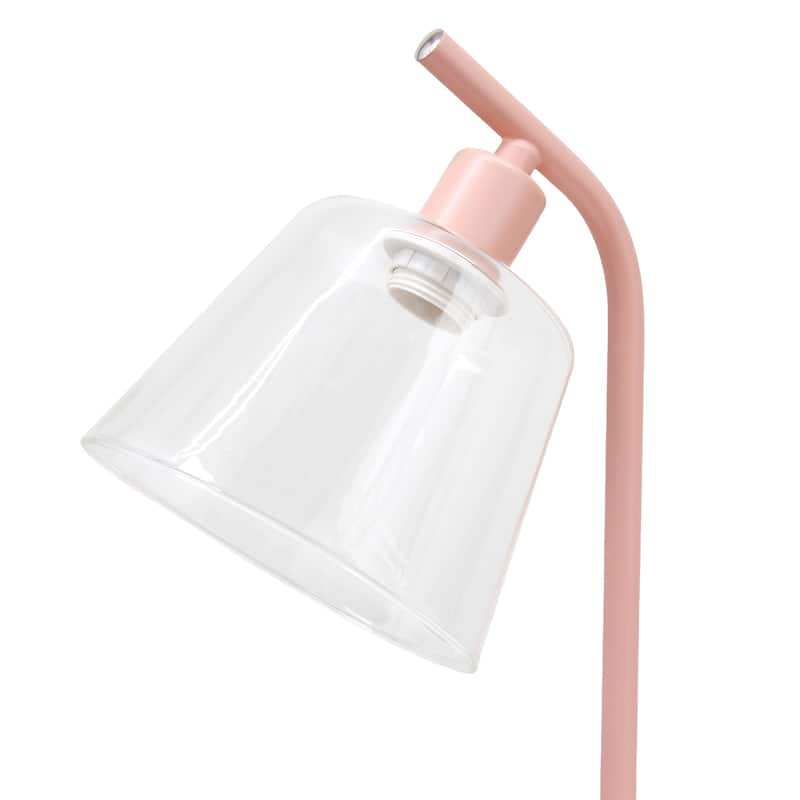 Modern Industrial Desk Lamp with Clear Glass Shade and Dual USB Charging Ports Multiple Colors - 8" (L) x 5.5" (W) x 15.75" (H)