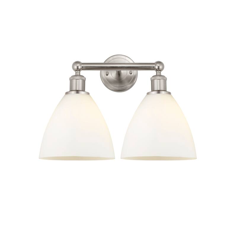 Innovations Lighting 616-2W-12-17 Bristol Vanity Bristol Glass 2 Light - Brushed Satin Nickel / Matte White