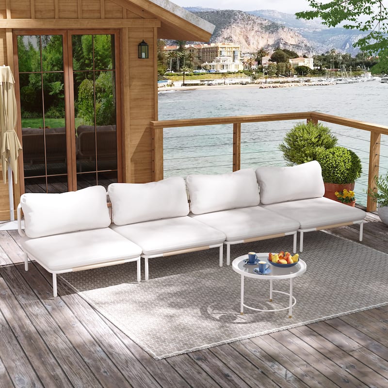 VredHom Outdoor Sectional Sofa Patio Furniture Sets - Beige-set of 4