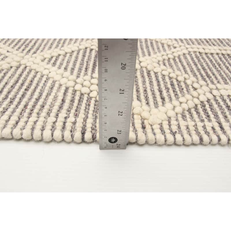 ECARPETGALLERY Braid weave Sienna Grey Wool Rug - 5'0 x 8'1