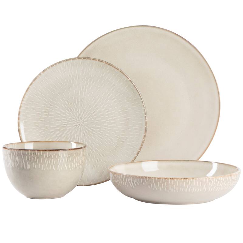 Gibson Elite Matisse 16-Piece Double Bowl Reactive Glaze Stoneware Dinnerware Set
