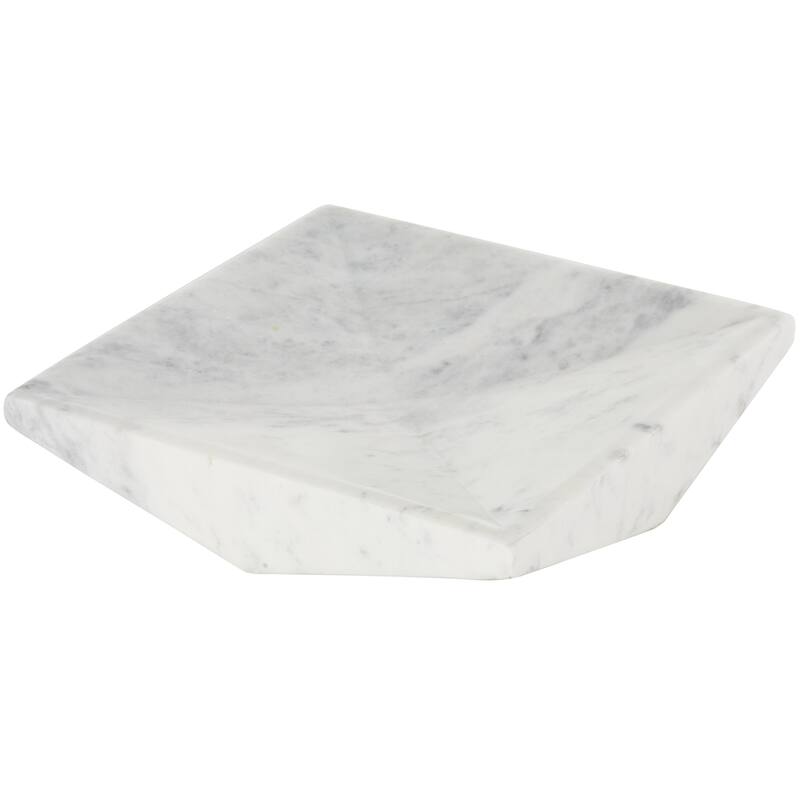 White Marble Square Geometric Living Room Decor Tray
