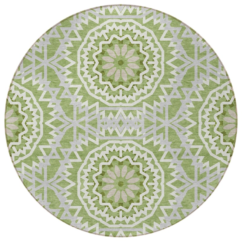 HomeRoots Floral Medallion Transitional Rectangle Outdoor Rug