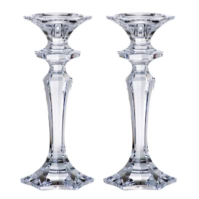Majestic Gifts Inc European Glass Candlesticks -10" Height - Set/2 - 10"