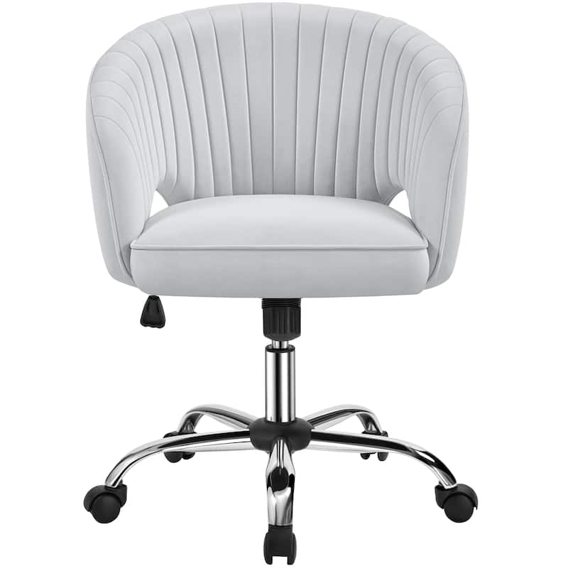 Yaheetech Velvet Office Chair with Tufted Barrel Back, Rolling Wheels, Adjustable Seat Height