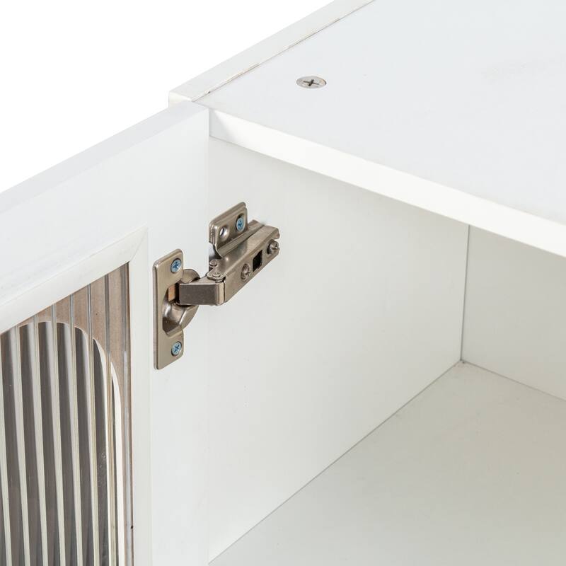 Arched Glass Door Wall Cabinet - Floating Display Cabinet with Shelves for Kitchen, Bathroom, Living Room