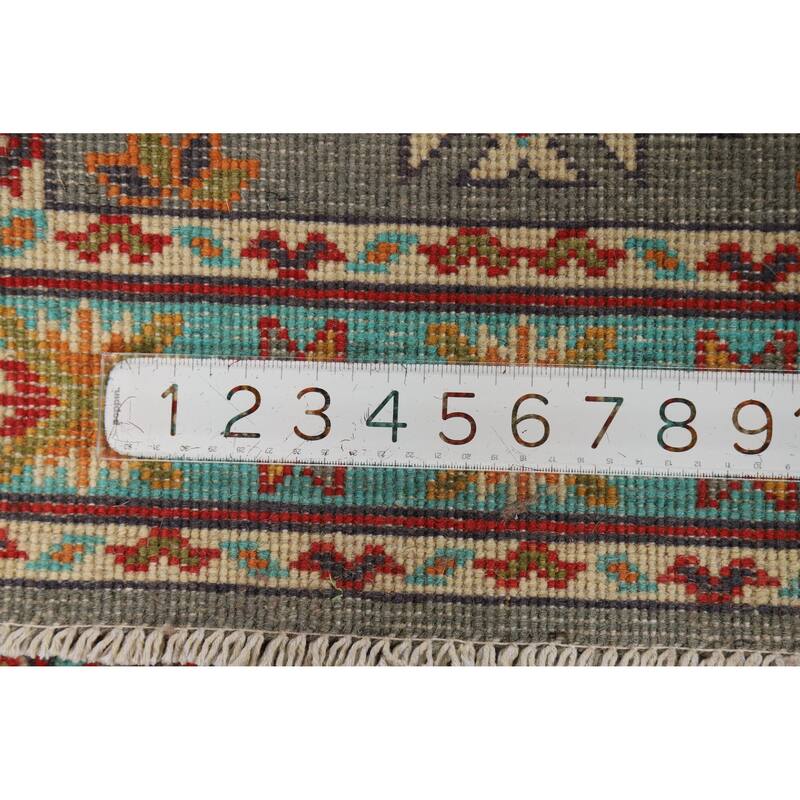Gray Turquoise Kazak Oriental Foyer Rug Hand-Knotted Wool Carpet - 2'0"x 3'0"