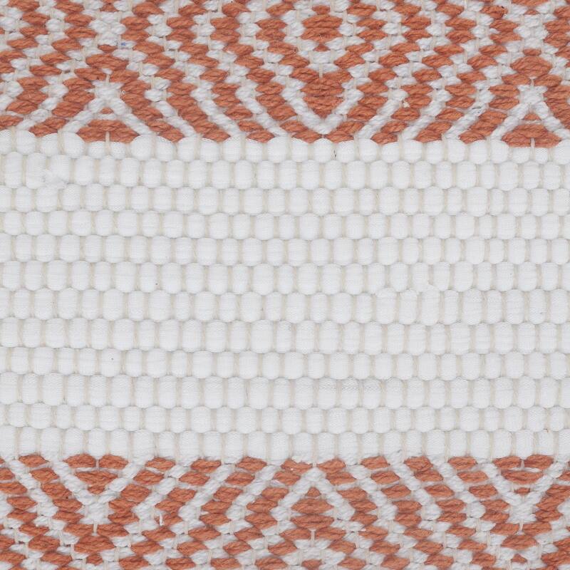 20" Orange and White Geometric Striped Square Throw Pillow