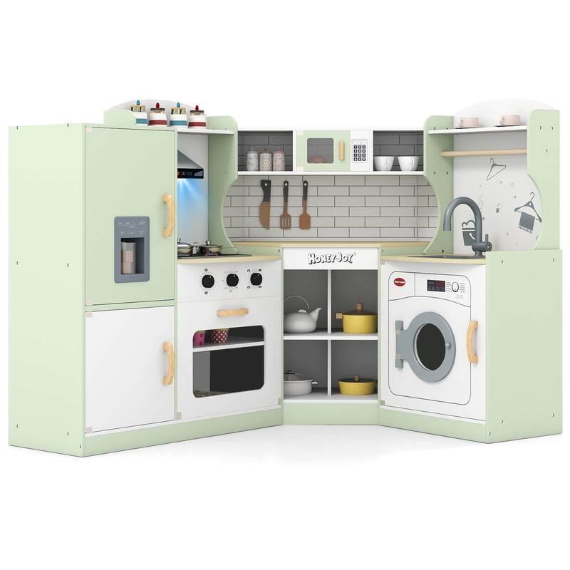 Costway Corner Play Kitchen Toddler Kitchen Playset with Range Hood, - See Details
