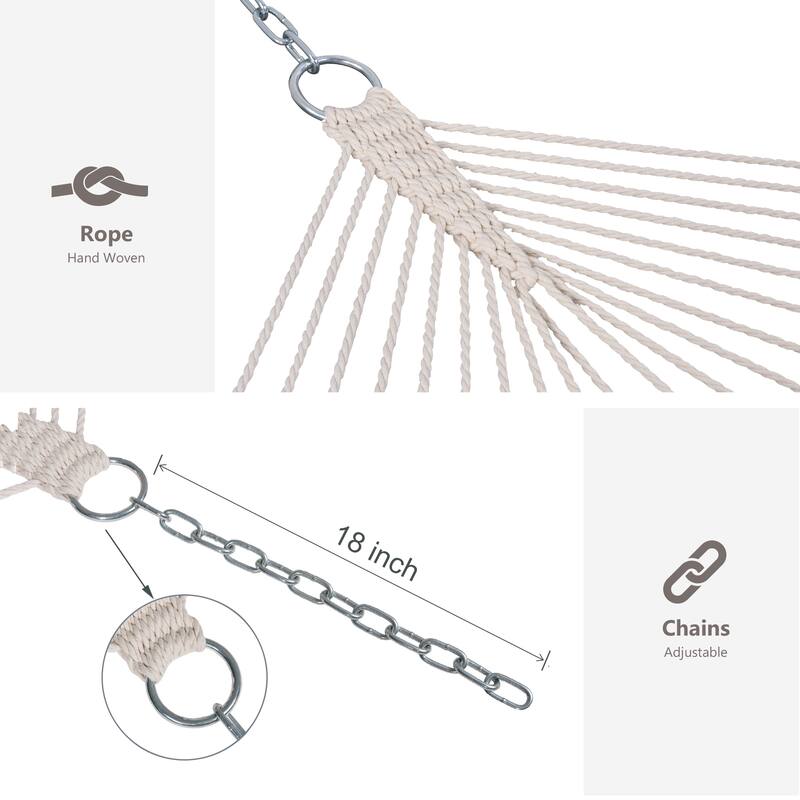 Outdoor Rope Hammock with Polyester Pad, 475 lbs Capacity