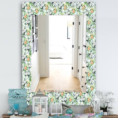 Designart 'Green Flowers 11' Traditional Mirror - Printed Wall Mirror