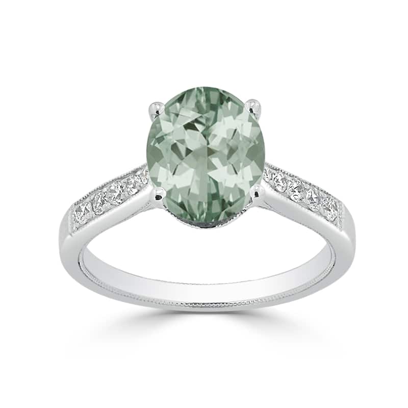 Auriya 1 3/4ct Fancy Oval Green Amethyst and Diamond Engagement Ring 1/4ctw 14k Gold