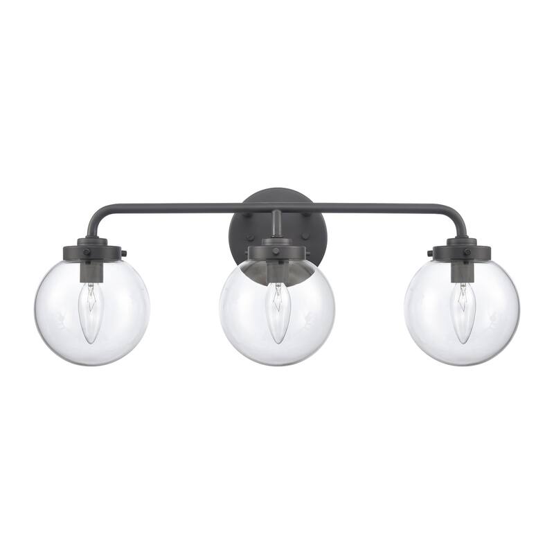 3-Light Vanity Light with Globe Glass Shade - 23.25" - Matte Black