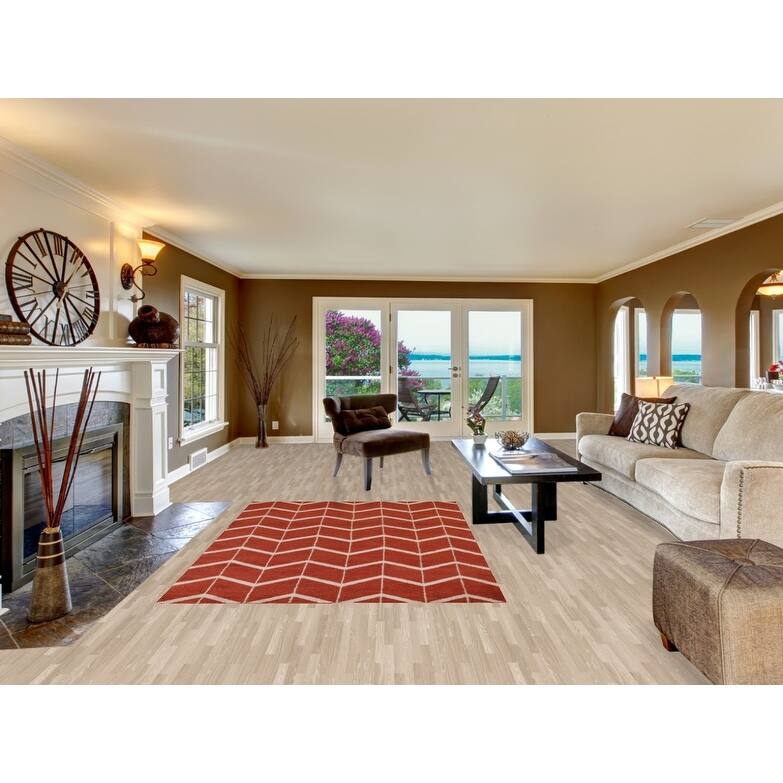 Hand Knotted Oriental 100% Wool Carpet Modern All-Over Oranges & Rust Gabbeh Area Rug - 7' 7'' X 5' 2''