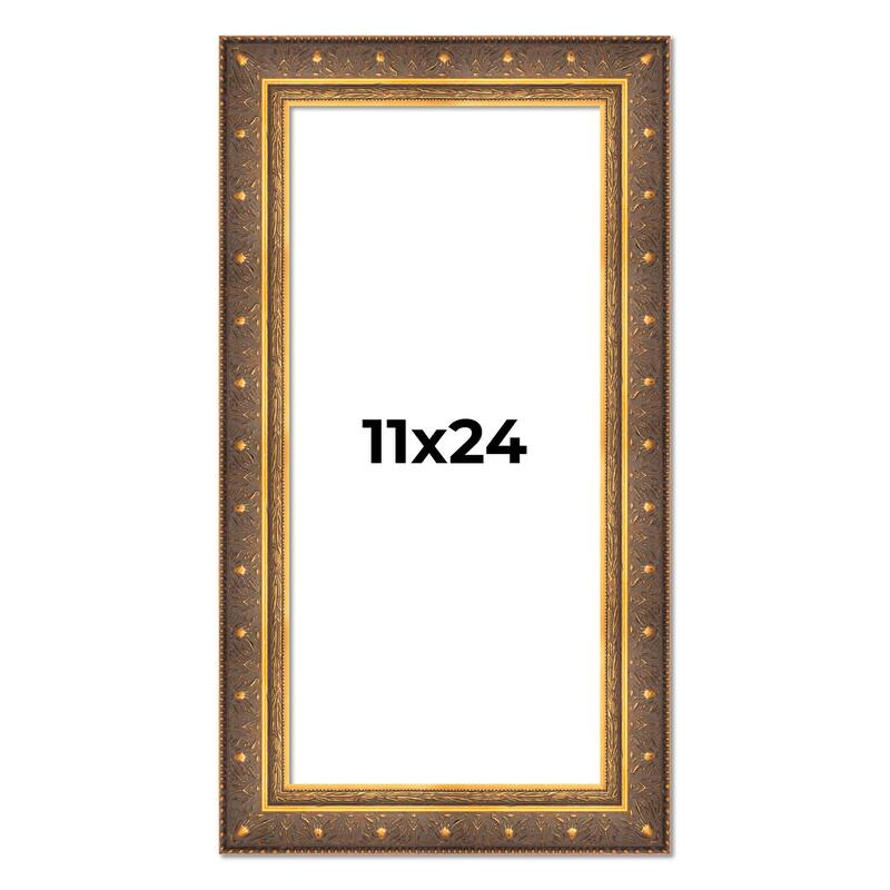 11x24 Frame Vintage Gold Solid Wood Picture Frame | 2.5 Inch Moulding