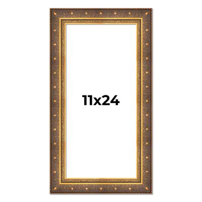 11x24 Frame Vintage Gold Solid Wood Picture Frame | 2.5 Inch Moulding