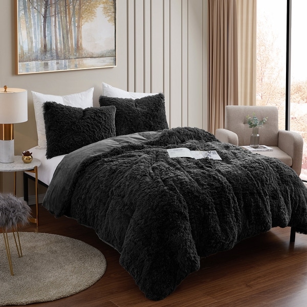 Fluffy hotsell black blanket
