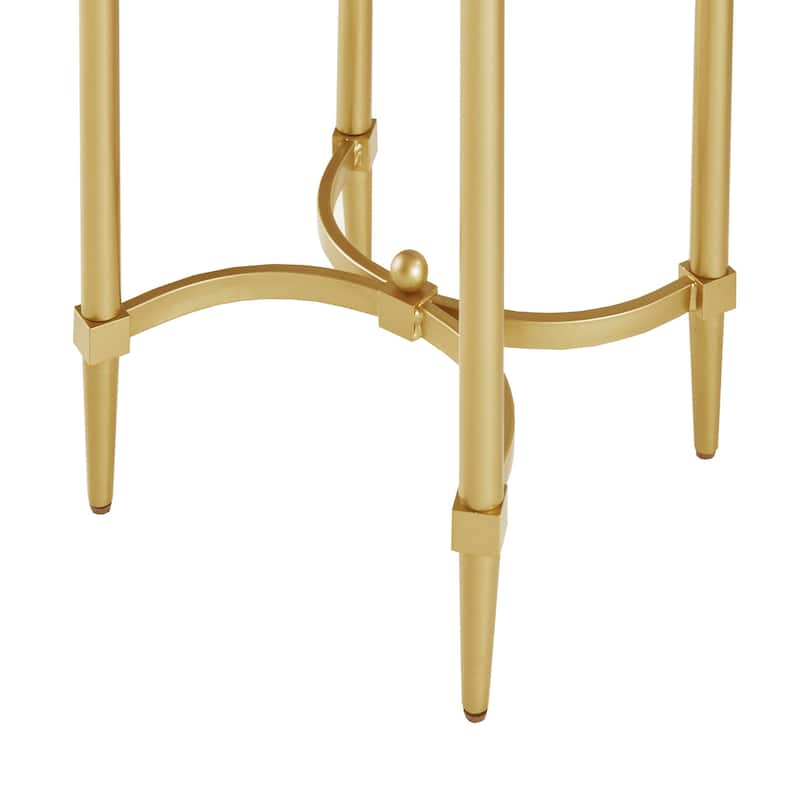 Madison Park Signature Bordeaux Gold-finished Metal Oval End Table With White Marble Tabletop