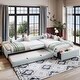 preview thumbnail 16 of 40, 3-in-1 Daybed L-shape Corner Sofa Bed with Pull-out Drawer and Trundle Bed, Linen Upholstered Bed Twin Size Sleeper Couch Bed Beige - Twin