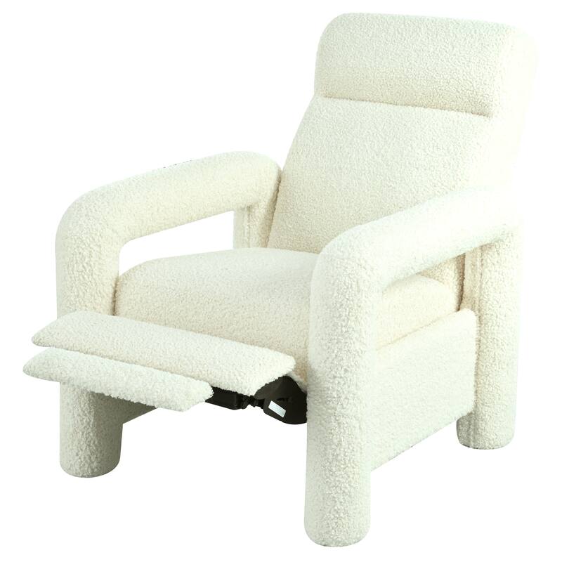Push Back Recliner Armchair, 31.25" Teddy Upholstered Single Sofa Chair with 3-Position Adjustable Backrest for Living Room