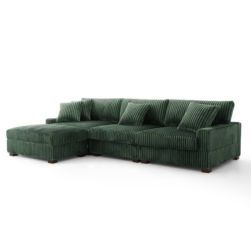 118.4"W Plush Modular Sectional Sofa with Pillows