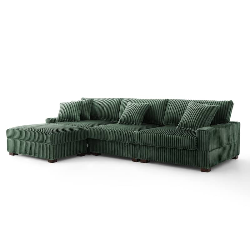 Modular Sectional Sofa Set with Adjustable Headrests and Ottomans