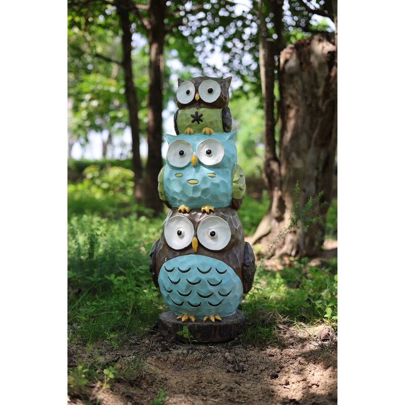 30"H Stacking Owls Garden Statue