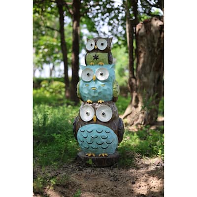 30"H Stacking Owls Garden Statue