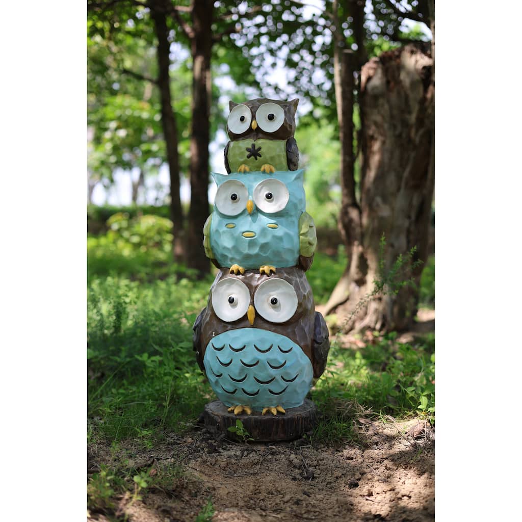 30"H Stacking Owls Garden Statue