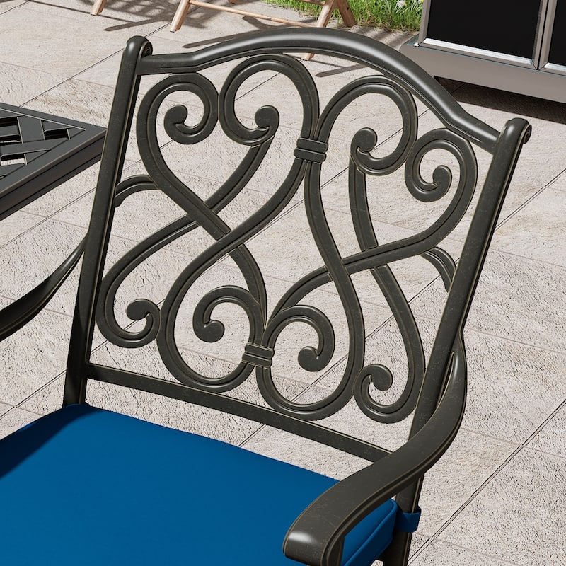 Cast Aluminum Outdoor Stool with Cushion (Set of 2)