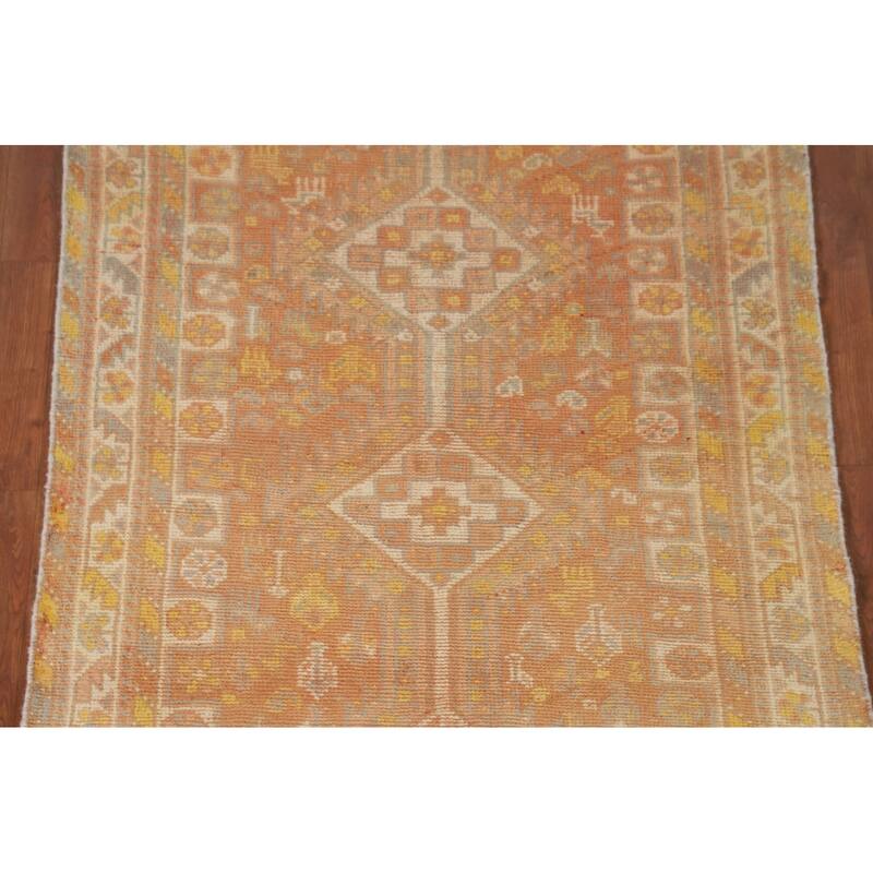 Tribal Geometric Shiraz Persian Vintage Area Rug Handmade Wool Carpet - 3'10"x 6'0"