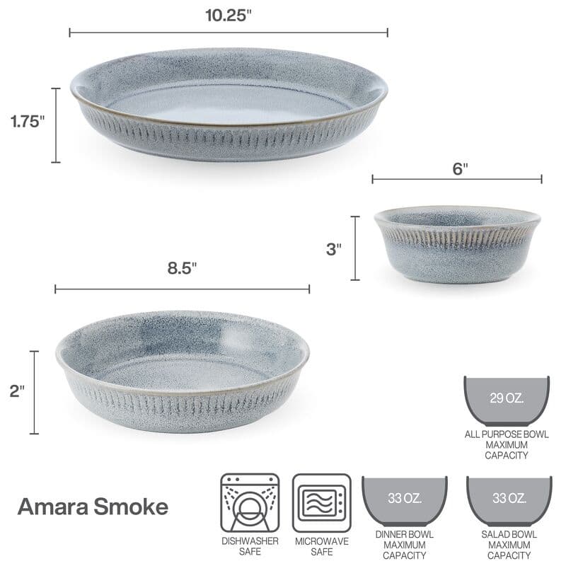 Pfaltzgraff Amara Smoke 6PC Dinner Bowl Set, Service for 2 - Bed Bath ...