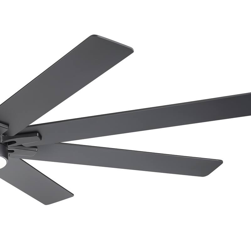 72 Inch Black Large Ceiling Fan with Light and Remote(8-Blade) - Satin Nickel