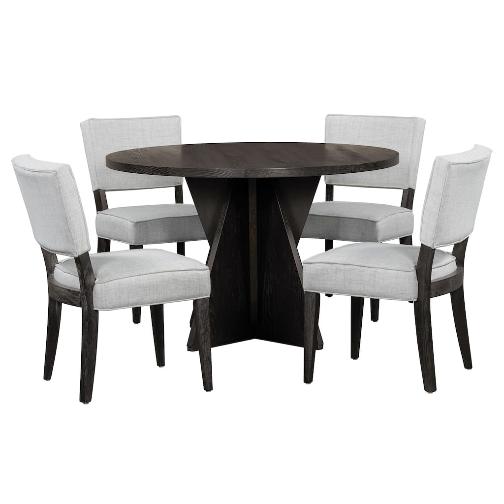 Retro Round Dining Table Set Reception Table Set, Office Table Coffee Table Upholstered Chairs Side Chairs