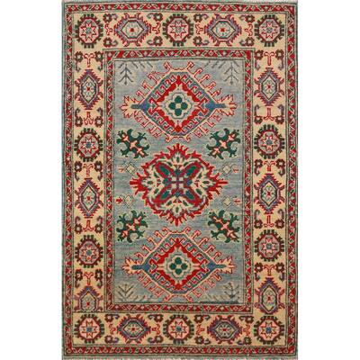 Blue Kazak Accent Rug Traditional Hand-Knotted Wool Carpet - 2'8"x 4'0"