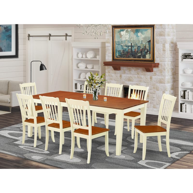 East West Furniture Dining Table Set- a Rectangle Wooden Table and Dining Room Chairs, Buttermilk & Cherry (Pieces Option) - QUDA9-BMK-W