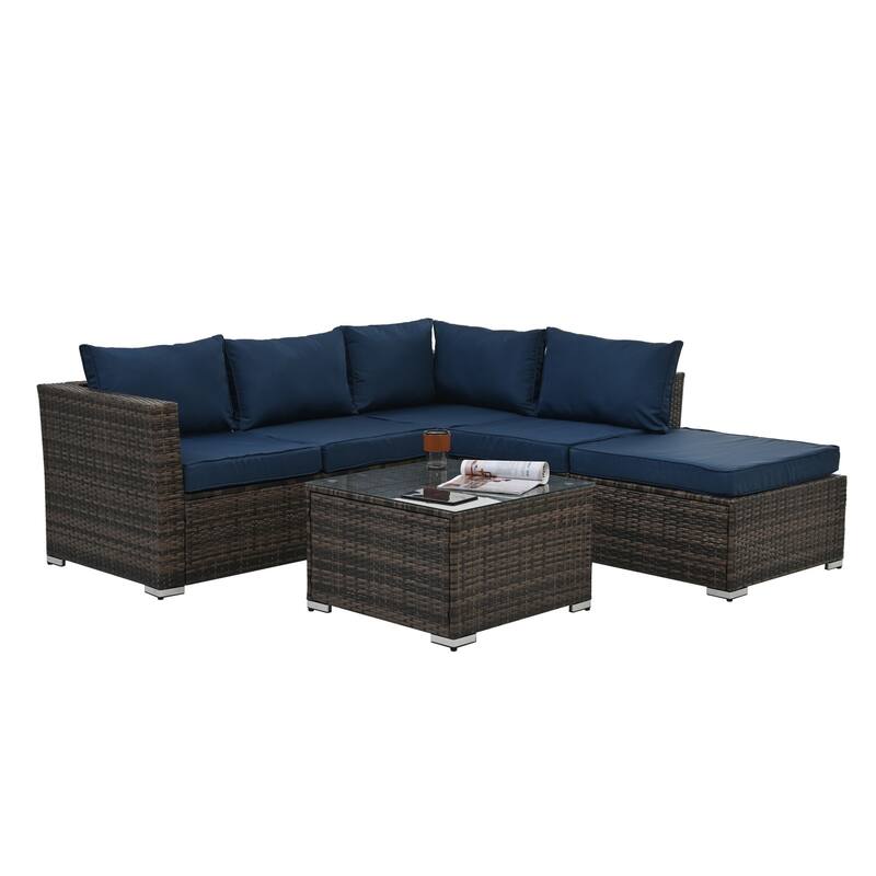 Outdoor Wicker Weaving Conversation Combo Set of 4