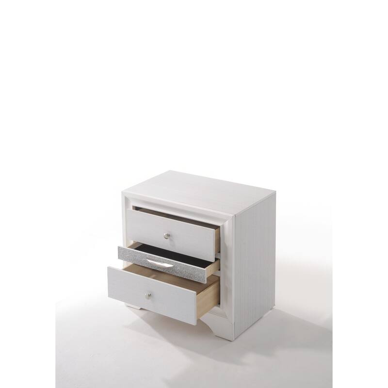Elegant White Nightstand with Drawers and Jewelry Storage, Compact Design for Bedroom or Living Room