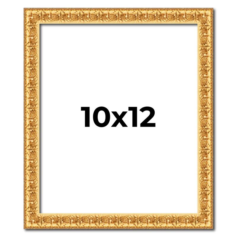10x12 Frame Gold Real Wood Picture Frame Width 1 inches | Interior