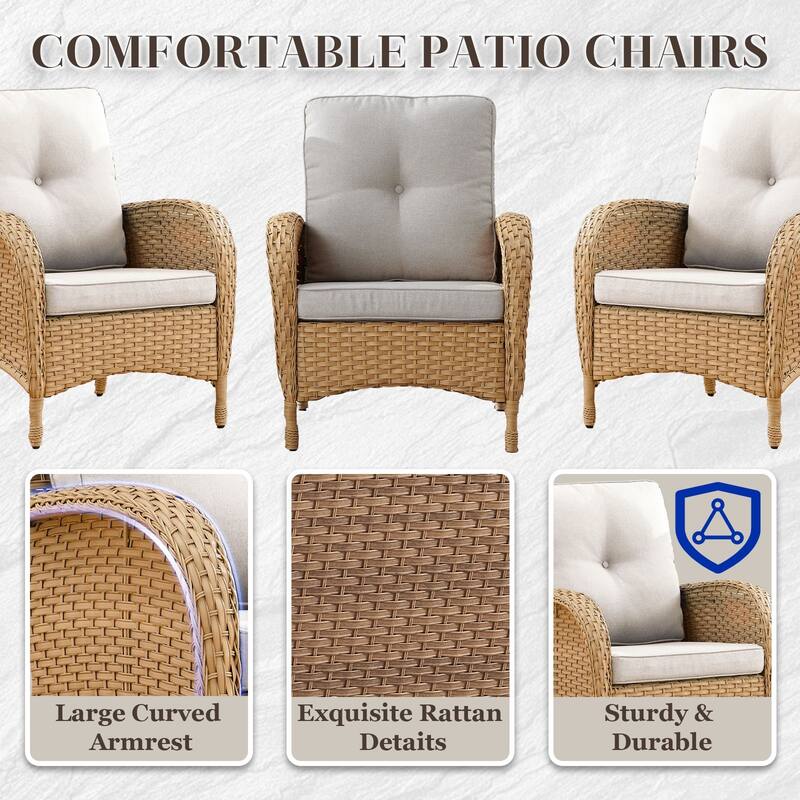 Pocassy Outdoor Loveseat Sofa with Table Funiture Set