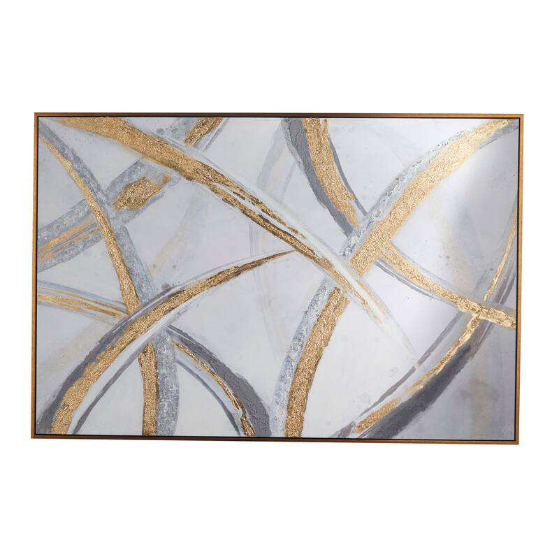 Canvas Abstract Framed Wall Art with Gold Frame - Gold - Roche River Decor