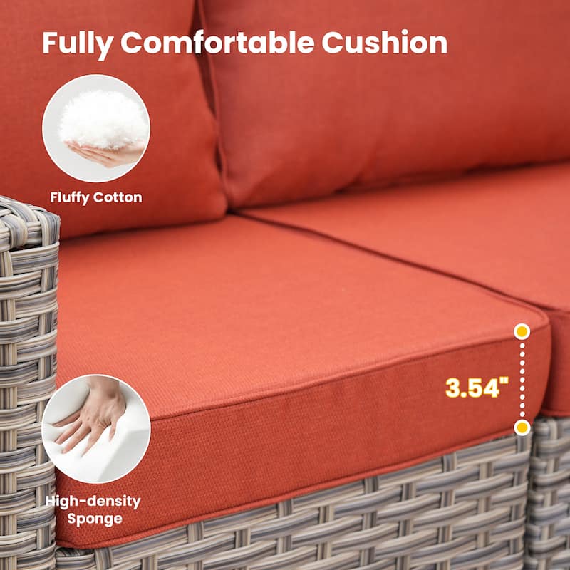 HOOOWOOO 7-piece Rattan Patio Furniture Sectional Set