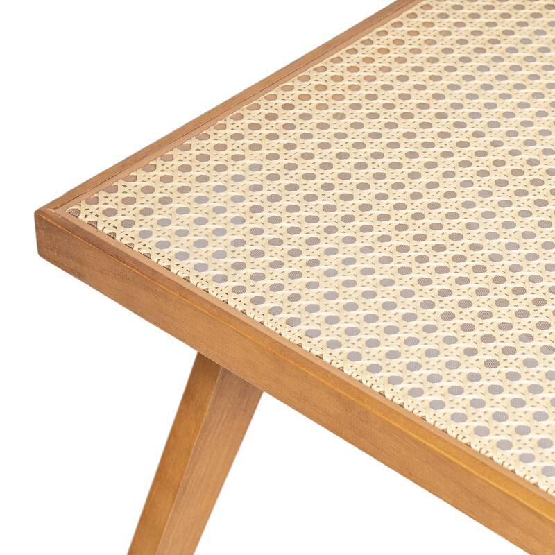 Rattan Dining Chair Set of 2, Armless Side Chairs with Wood Legs