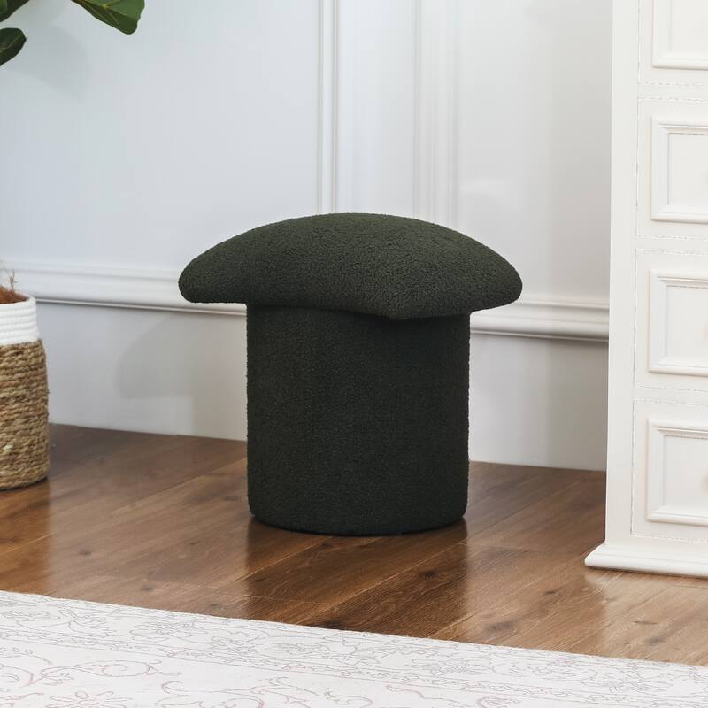 Adeco Boucle Ottoman Footrest Bench for Living Room - Green
