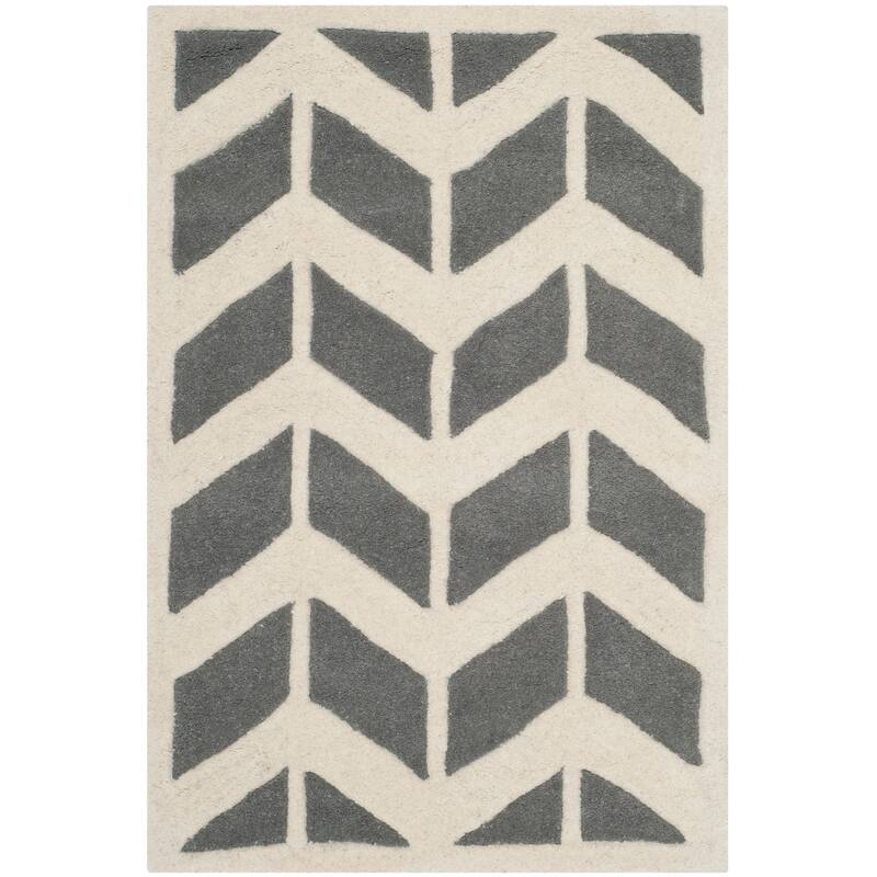 SAFAVIEH Handmade Chatham Aloyse Modern Wool Rug - 2' x 3' - Dark Grey/Ivory