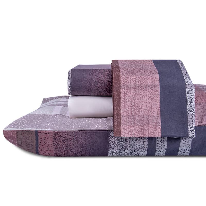 STP Goods Checked Grey Cotton Bedding Set of 4
