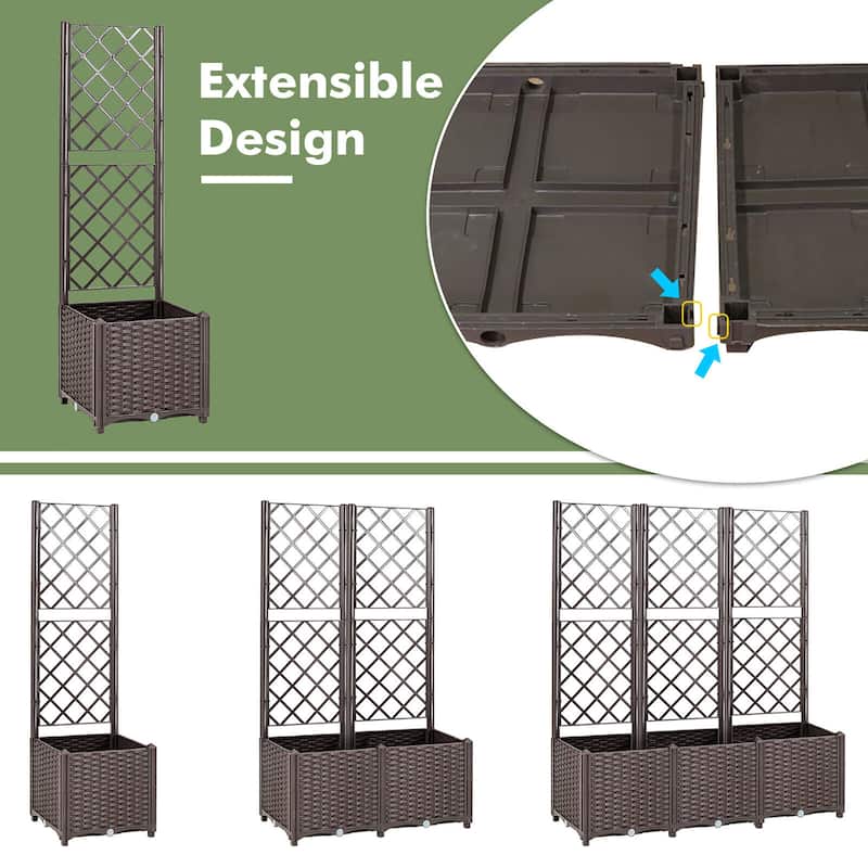 Gymax Raised Garden Bed w/Trellis Planter Box for Climbing Plants 16''