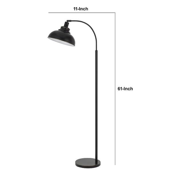 61 Inch Adjustable Tall Metal Floor Lamp, Dome Shade, Black Bed Bath