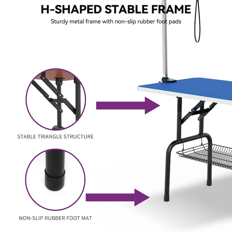 65.00'' H x 46.20'' W x 24.00'' D Stainless Steel Dog Folding Grooming Table