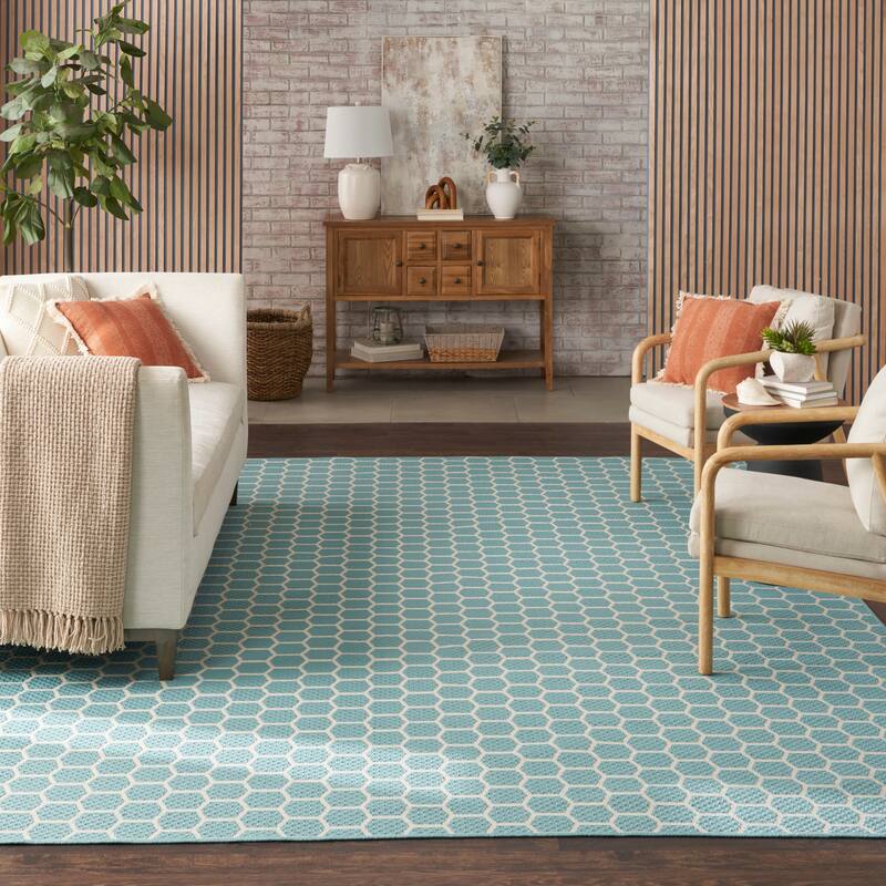 Nourison Reversible Indoor Outdoor Indoor/Outdoor Geometric Area Rug